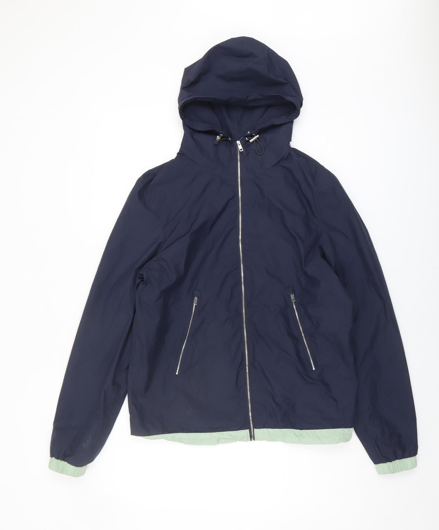 Zara Man Blue Windbreaker Jacket Size S - Hooded, Casual
