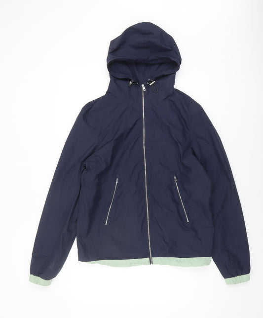 Zara Man Blue Windbreaker Jacket Size S - Hooded, Casual