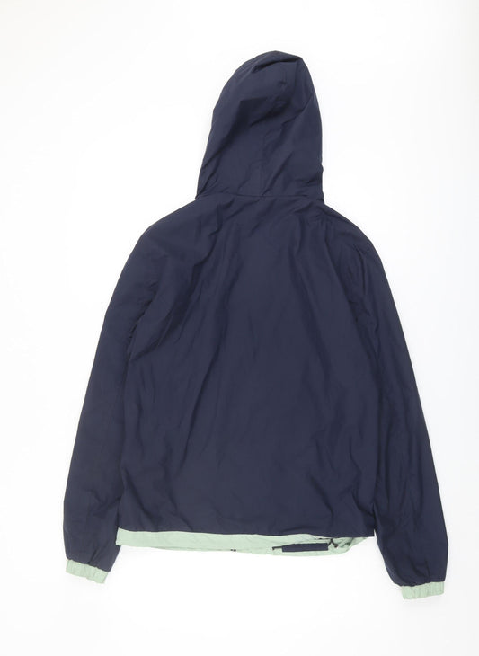 Zara Man Blue Windbreaker Jacket Size S - Hooded, Casual