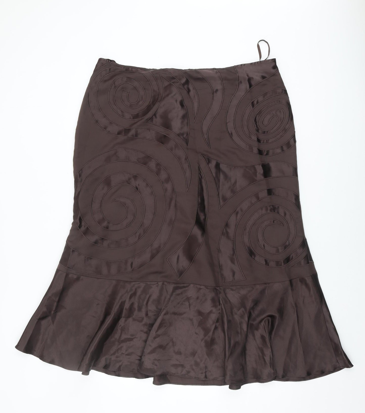 David Emanuel Women’s Brown Midi Skirt Size 18 Geometric