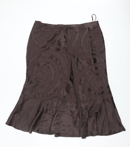 David Emanuel Women’s Brown Midi Skirt Size 18 Geometric