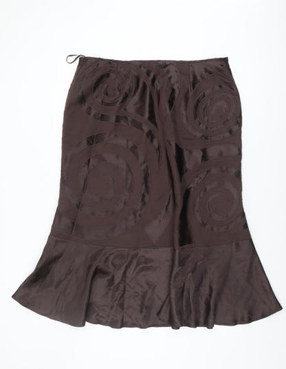 David Emanuel Women’s Brown Midi Skirt Size 18 Geometric