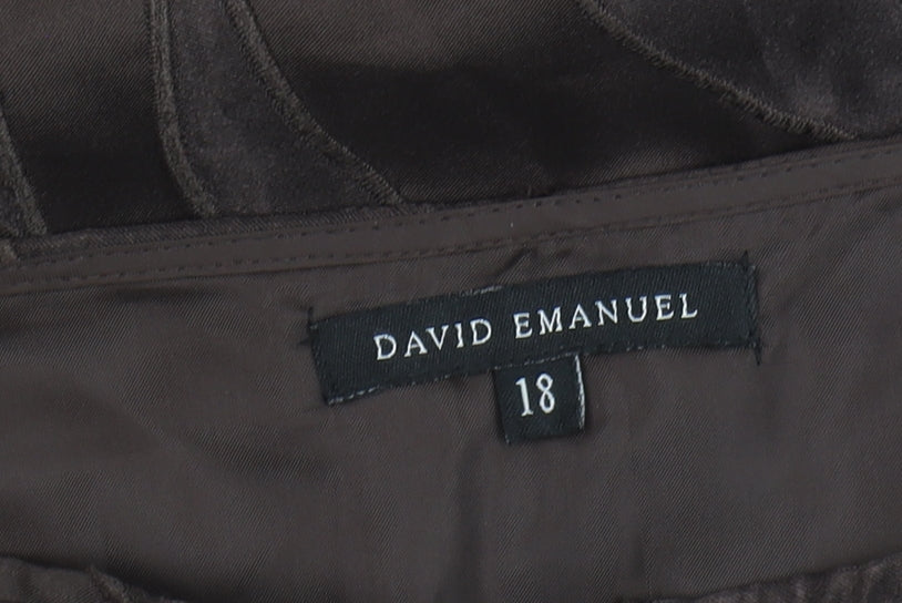 David Emanuel Women’s Brown Midi Skirt Size 18 Geometric