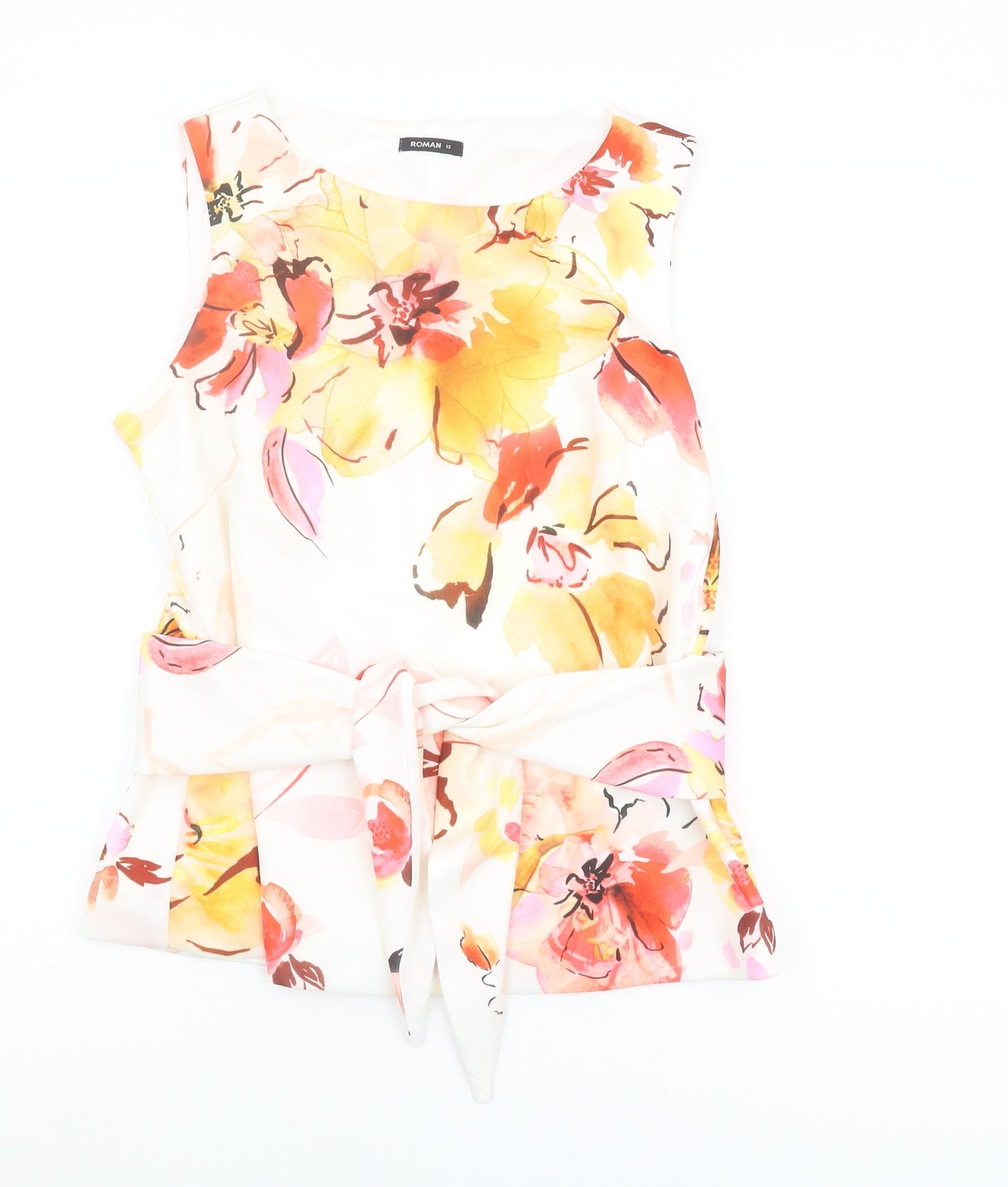 Womens UK Size 12 Roman Multicoloured Basic Blouse