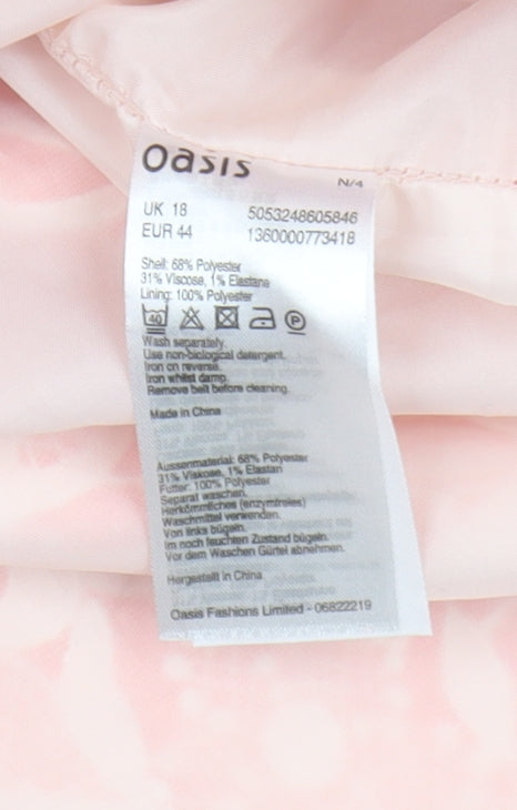 Oasis Women’s Pink Floral Sleeveless Dress Size 18