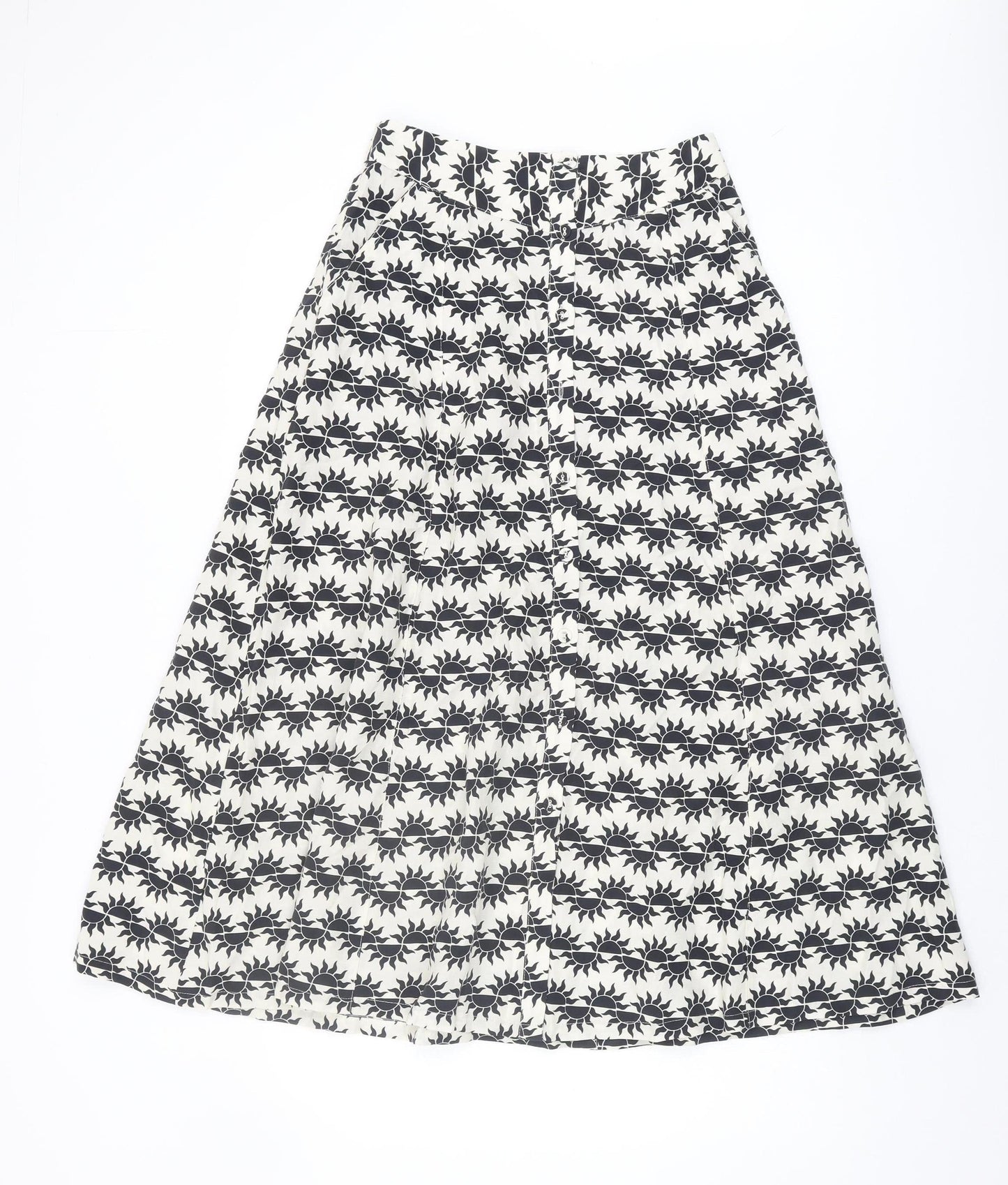 Oliver Bonas Women's Ivory A-Line Geometric Skirt, Size 6