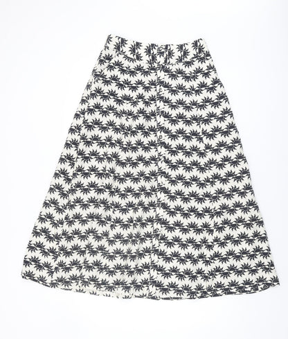 Oliver Bonas Women's Ivory A-Line Geometric Skirt, Size 6