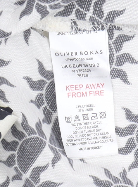 Oliver Bonas Women's Ivory A-Line Geometric Skirt, Size 6