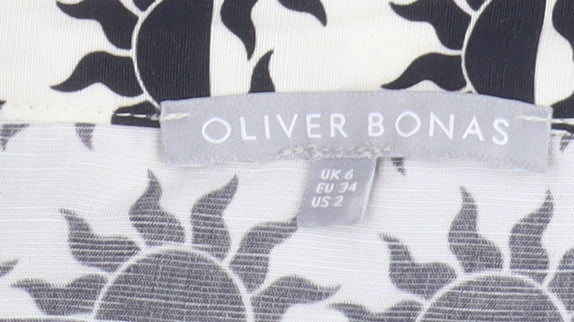 Oliver Bonas Women's Ivory A-Line Geometric Skirt, Size 6