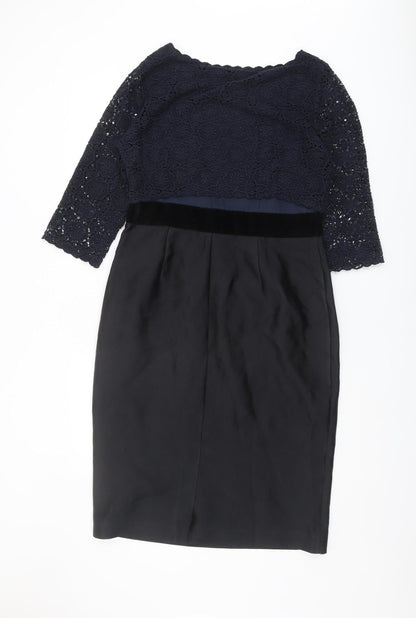 Boden Women's Black Lace Sheath Dress Size 14 Formal