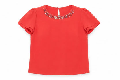 Womens UK Size 12 CC Red Basic Blouse