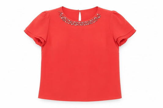 Womens UK Size 12 CC Red Basic Blouse