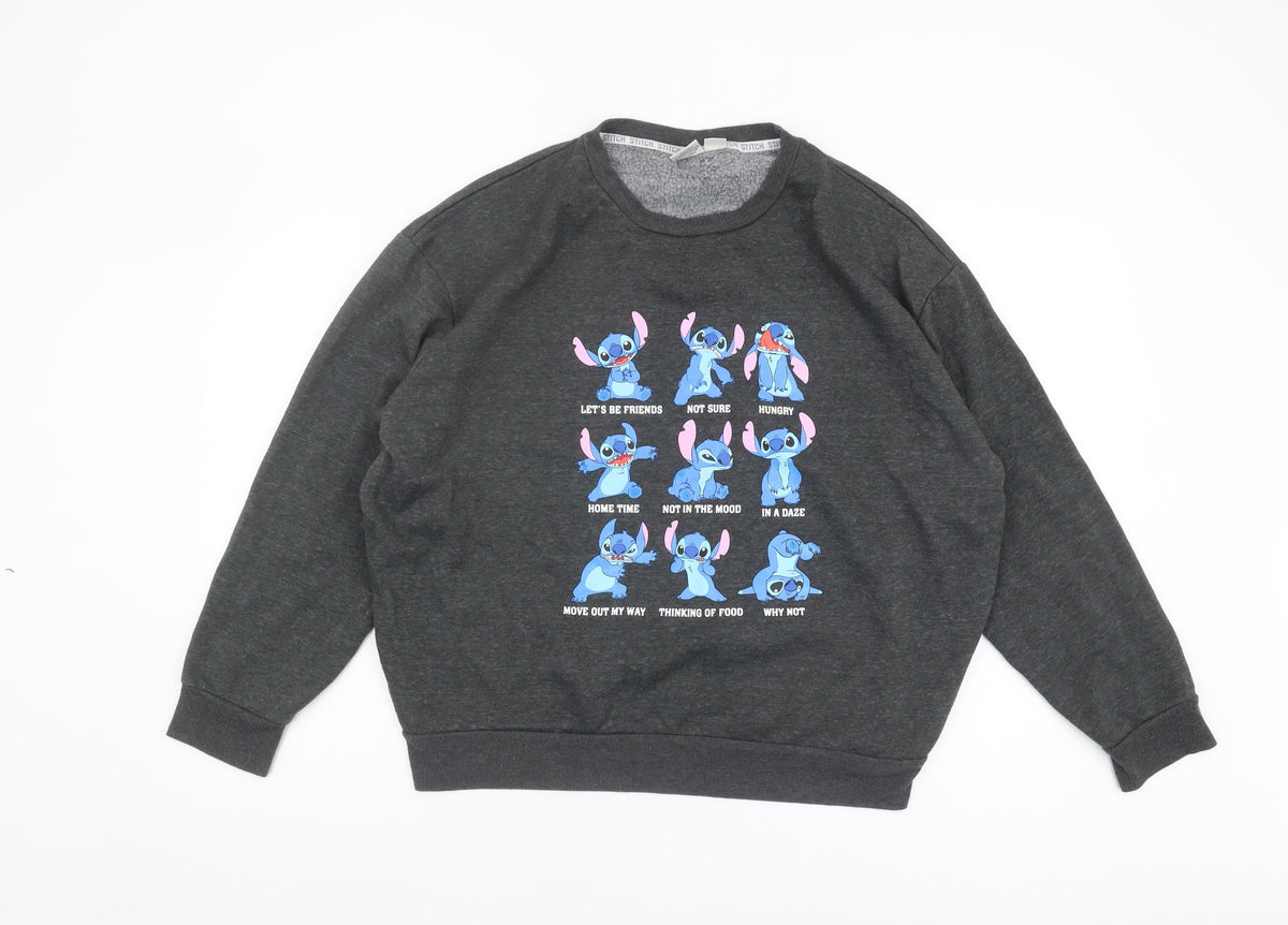 Front view of Disney unisex grey pullover sweatshirt l