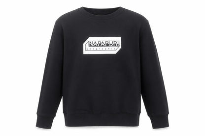 Front view of Napapijri boys’ black pullover sweatshirt 10-11 years