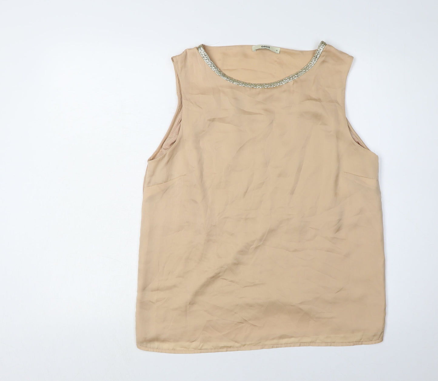 Womens UK Size M Oasis Beige Basic Blouse