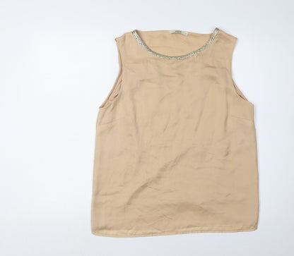 Womens UK Size M Oasis Beige Basic Blouse