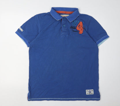 Red Herring Men's Blue Polo Shirt Size L Casual Graphic