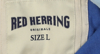 Red Herring Men's Blue Polo Shirt Size L Casual Graphic