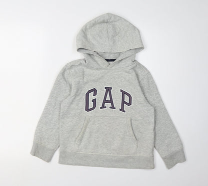 Gap Boys Grey Logo Pullover Hoodie - Size 6-7 Years