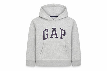 Front view of Gap boys’ grey logo pullover hoodie -, size 6-7, years