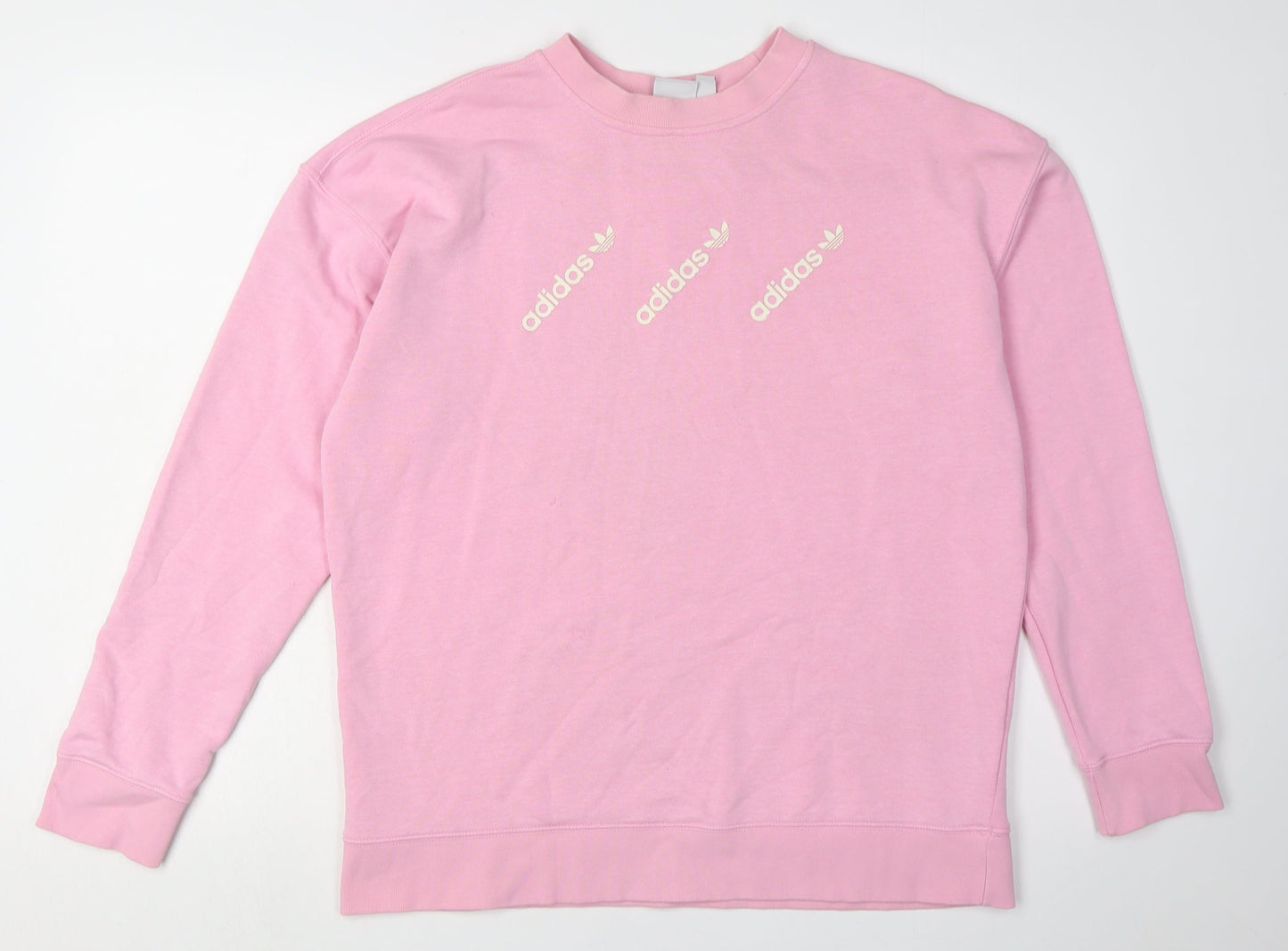 Adidas Women's Pink Logo Pullover Sweatshirt - Size 12