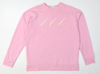 Adidas Women's Pink Logo Pullover Sweatshirt - Size 12