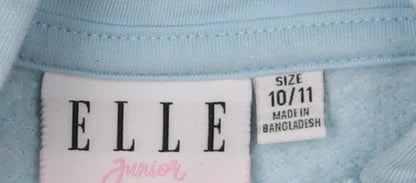 ELLE Girls Blue Hoodie Size 10-11 Full Zip Cotton Blend