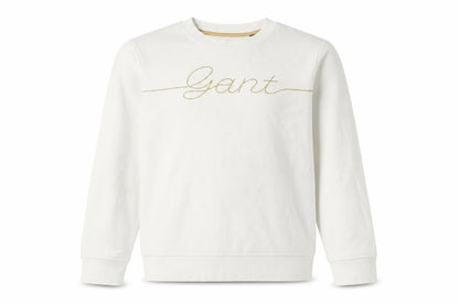 Front view of GANT girls’ white pullover sweatshirt 13-14y long sleeve