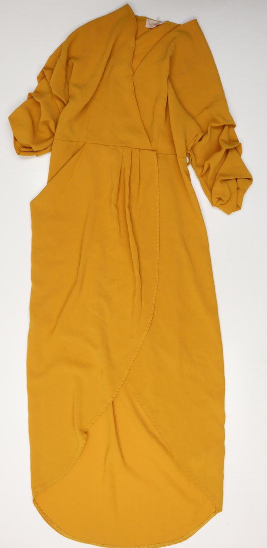 Club L London Women's Yellow Wrap Dress Size 12