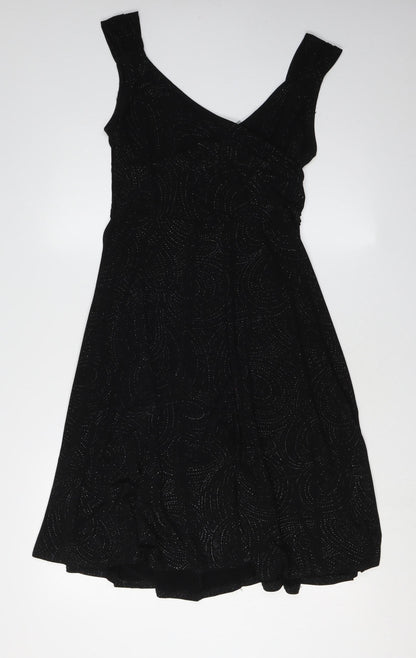 Wallis Black Sleeveless V-Neck Party Dress Size 12
