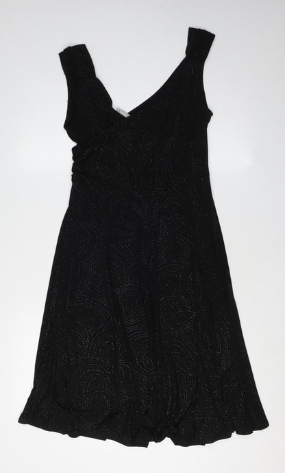 Wallis Black Sleeveless V-Neck Party Dress Size 12