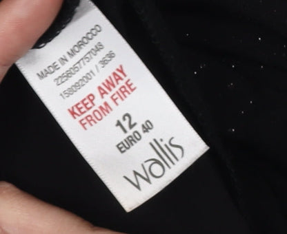 Wallis Black Sleeveless V-Neck Party Dress Size 12