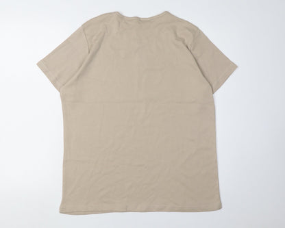 ISLE Women's Beige T-Shirt L Round Neck Casual