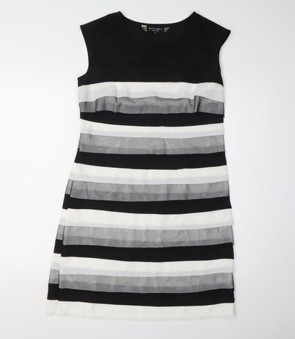 Principles Black Striped Sheath Dress, Size 10 - Elegant Style