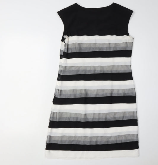 Principles Black Striped Sheath Dress, Size 10 - Elegant Style