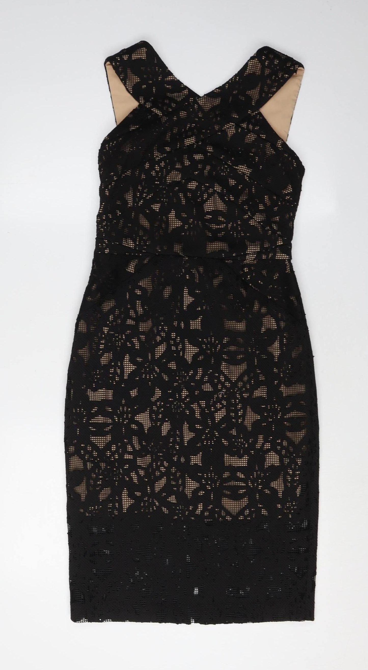 Oasis Black Sleeveless Lace Dress UK 8 Women
