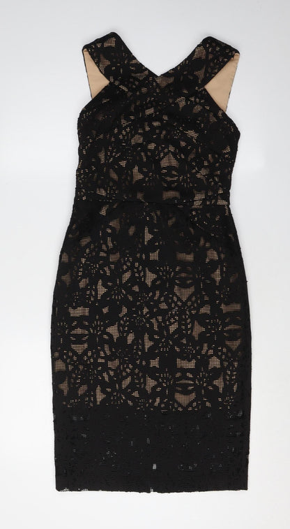 Oasis Black Sleeveless Lace Dress UK 8 Women