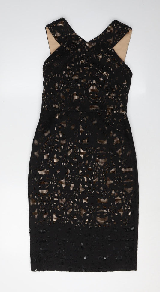 Oasis Black Sleeveless Lace Dress UK 8 Women
