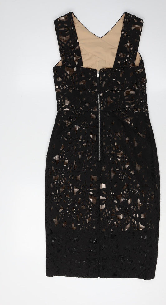 Oasis Black Sleeveless Lace Dress UK 8 Women