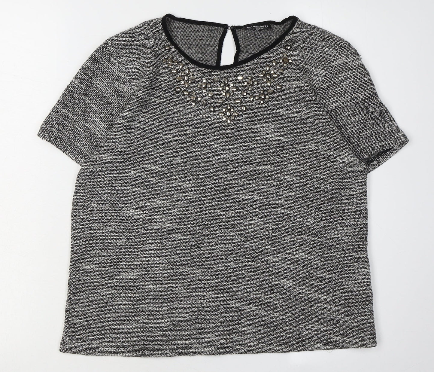 Womens UK Size 10 Warehouse Grey Basic Blouse