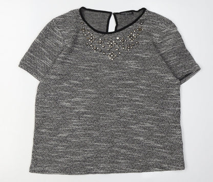 Womens UK Size 10 Warehouse Grey Basic Blouse