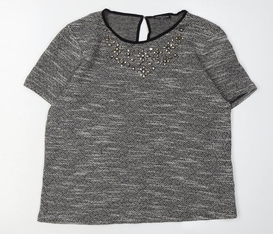 Womens UK Size 10 Warehouse Grey Basic Blouse