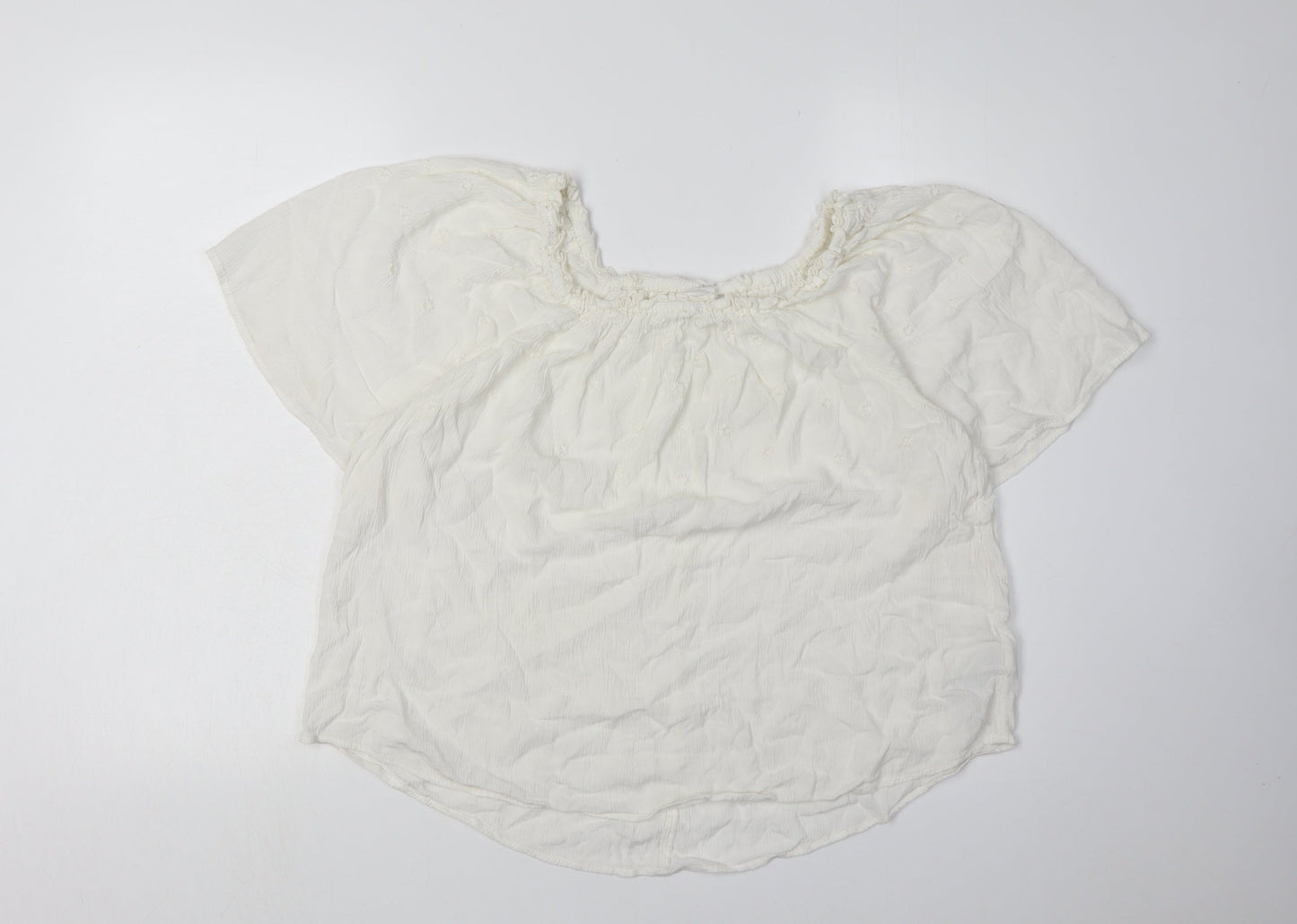 GAP Women's Ivory Blouse M Short Sleeve Rayon