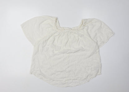 GAP Women's Ivory Blouse M Short Sleeve Rayon