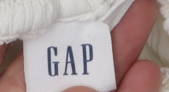 GAP Women's Ivory Blouse M Short Sleeve Rayon