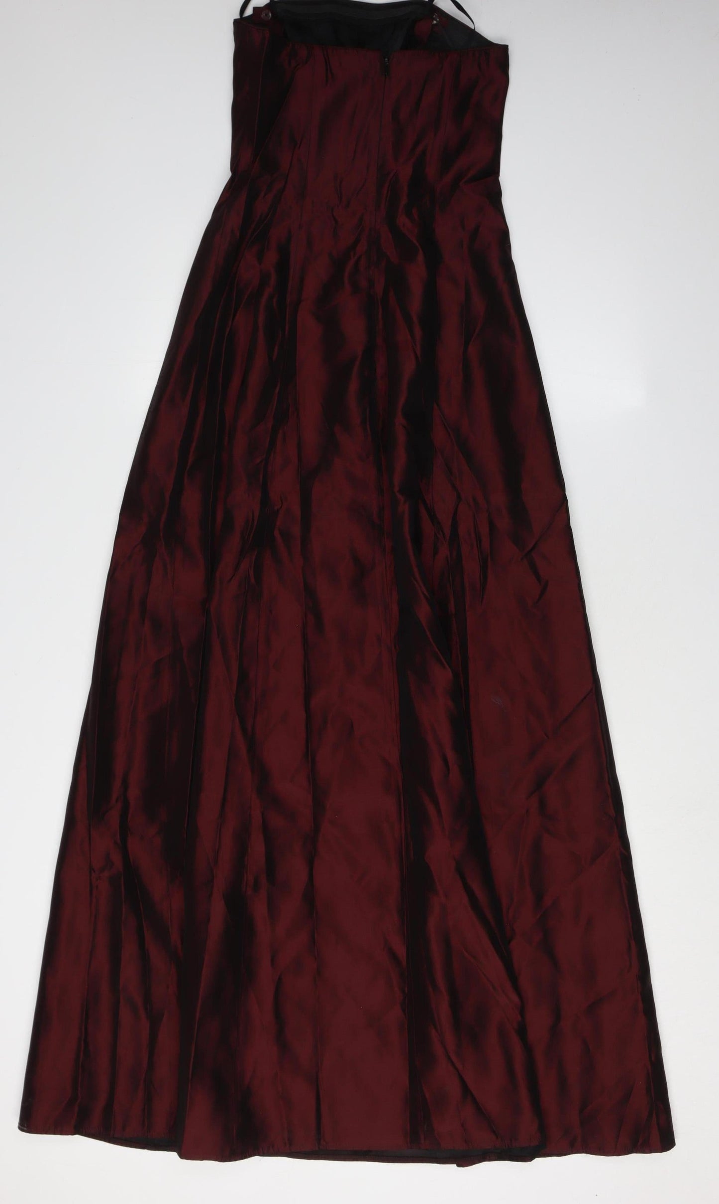 BHS Women's Long Red A-Line Strapless Dress Size 8