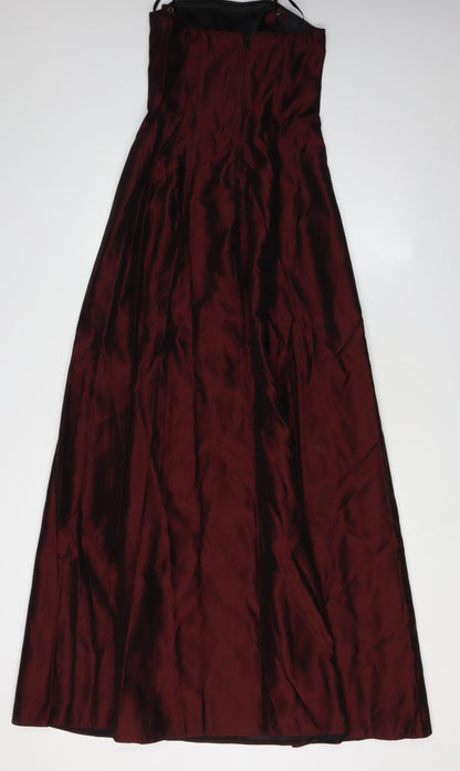 BHS Women's Long Red A-Line Strapless Dress Size 8