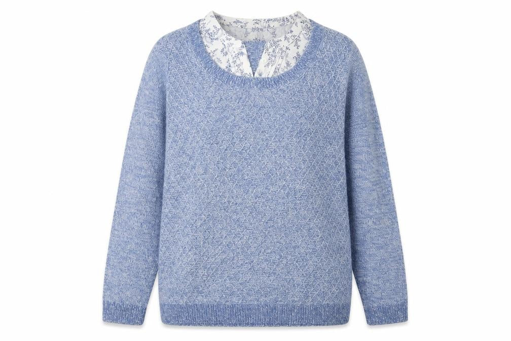 Womens UK Size M ISLE ESSENTIALS Blue Pullover Jumper