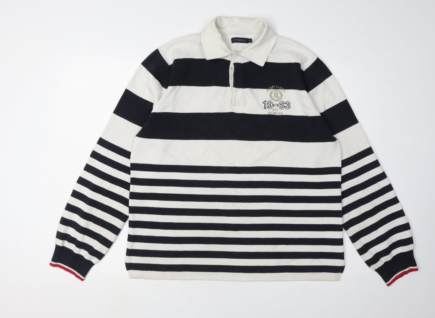 Henri Lloyd Men's White Striped Polo Shirt M