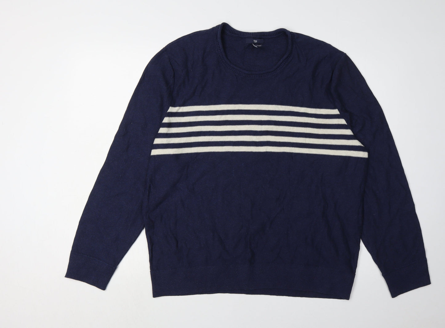 Gap Men's XL Blue Striped Pullover Jumper